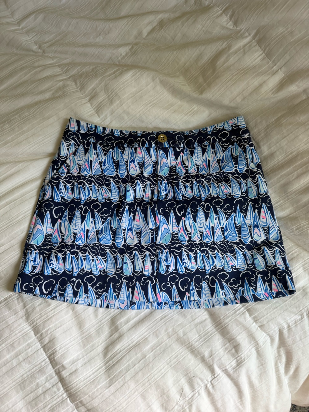 Lilly Pulitzer Navy Sailboat Print Mini Skirt